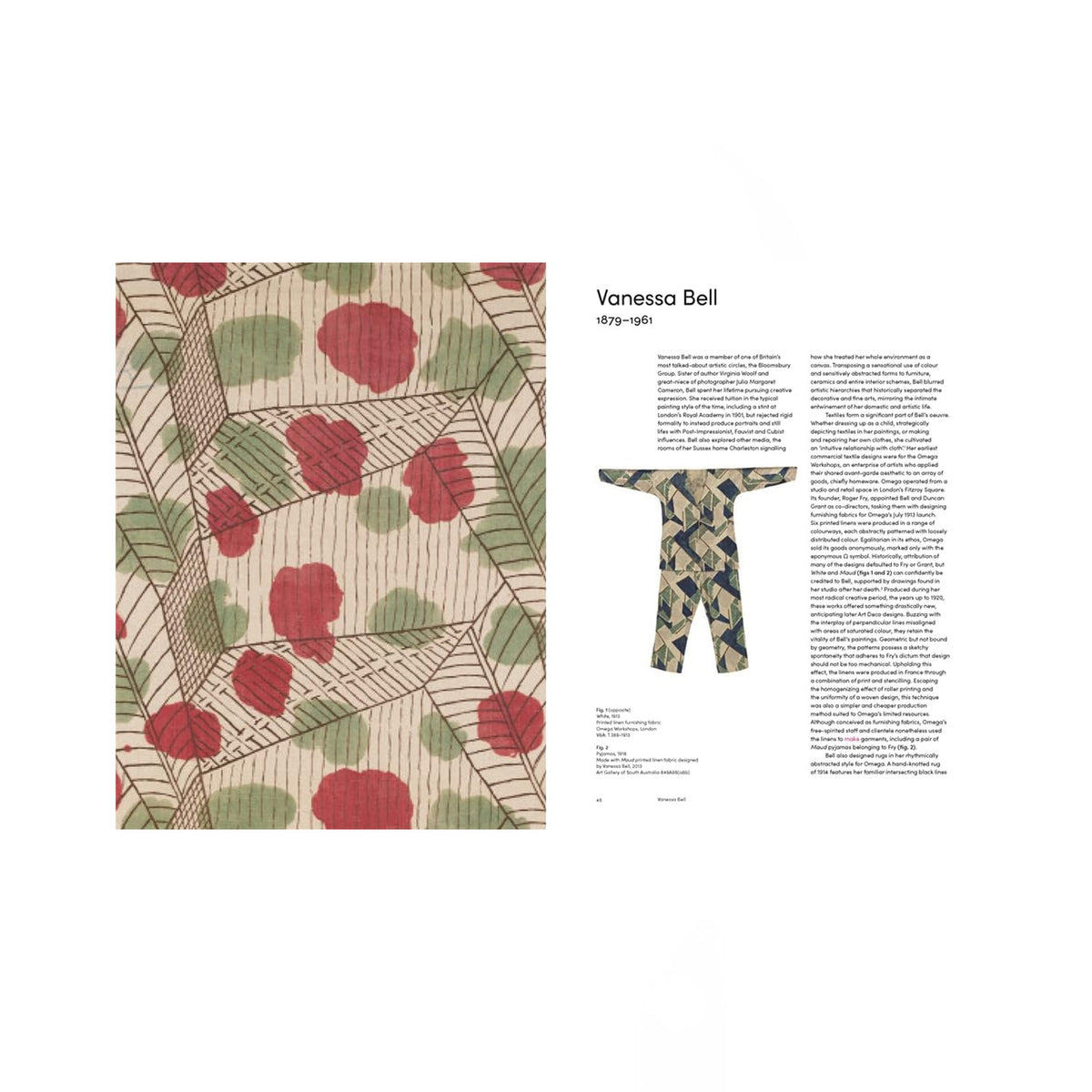 Opslået side i bogen Women Textile Designers - historien om de kvindelige designere, der har været med til at forme tekstilindustrien gennem det 20. århundrede. Udgivet af Thames & Hudson