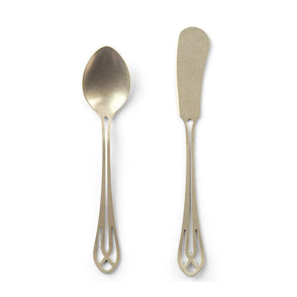 Cutlery set in champagne colour