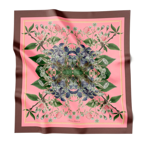 Pink flower silk scarf