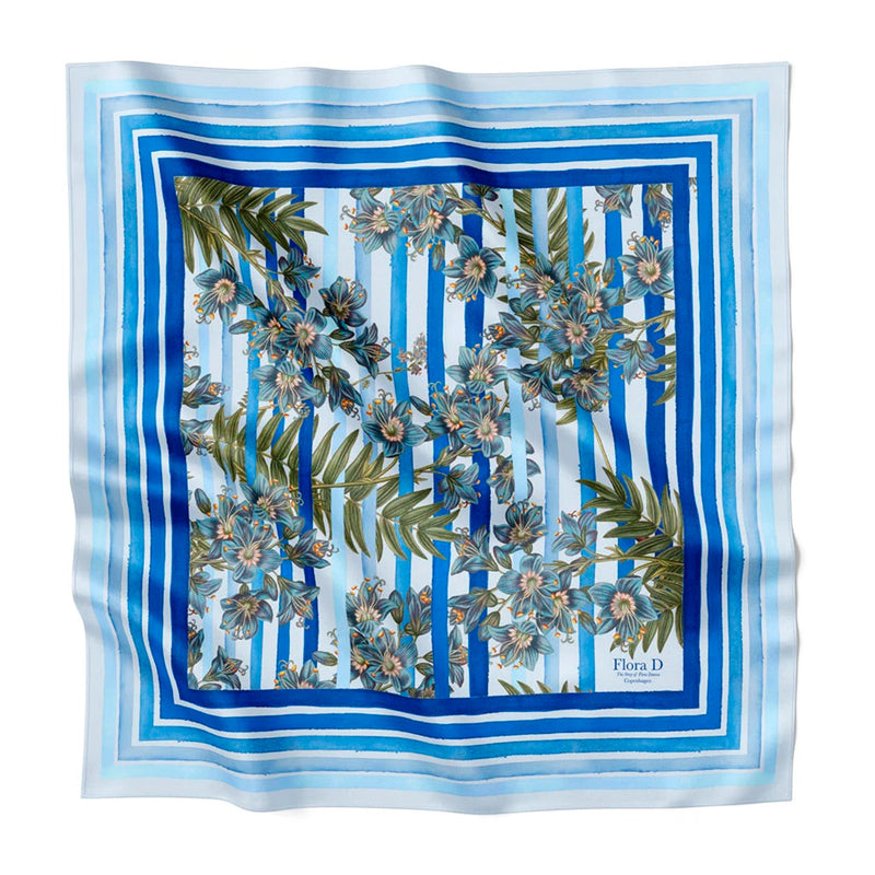 Royal blue striped silk scarf
