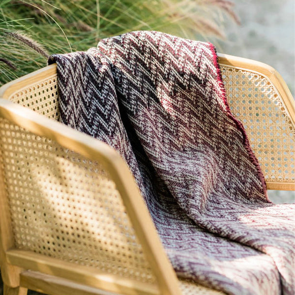 Eclectic plaid in merino wool – burgundy
