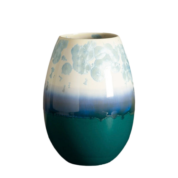Crystal vase – dark green/steel blue