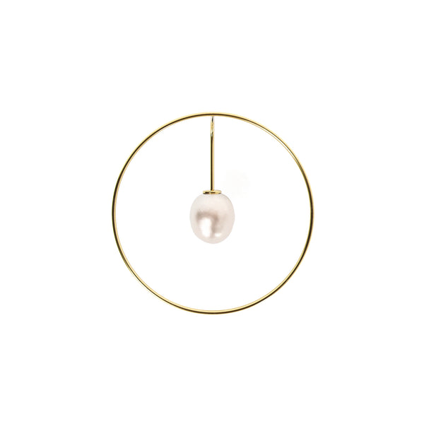 WIRE 01 earring circle – gold-plated with freshwater pearl