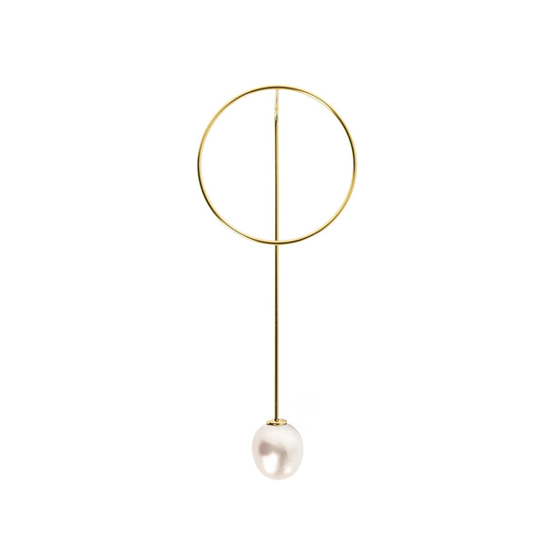 WIRE 02 earring circle – gold-plated with freshwater pearl