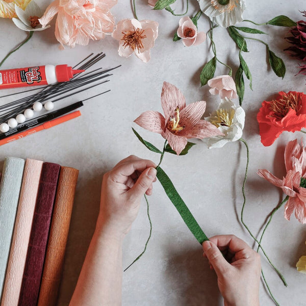 DIY crepepapir blomster kit