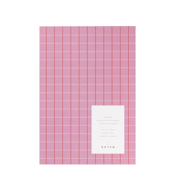 Notesbog - VITA medium med linjer rosa grid